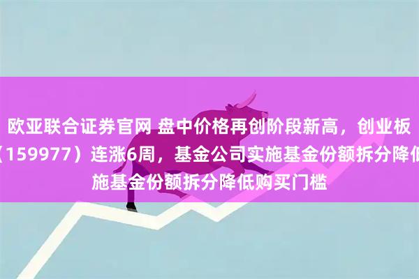 欧亚联合证券官网 盘中价格再创阶段新高，创业板ETF天弘（159977）连涨6周，基金公司实施基金份额拆分降低购买门槛